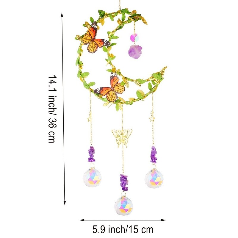1pc Amethyst Star Moon Love Crystal Sun Catcher Leaf & Butterfly Crystal Hanging Prism Sun Catchers For Window Home Decor2