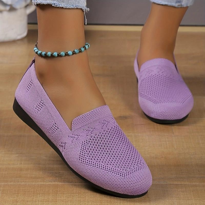 Women's Navy Blue Knit Loafers – Breathable Slip-On Casual Flats for Comfort and Everyday Wear 20