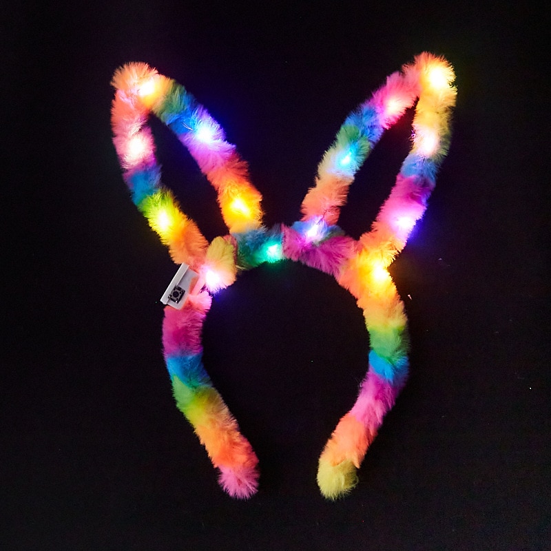 Rabbit Ear Decor Headband Luminous Headwear Led Lights Rabbit Flashing Costume Hair Hoop Halloween Party Hair Accessories3