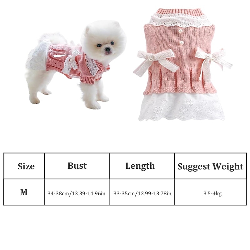 Dog Cat Sweater Dress Jumper Elegant Adorable Winter Breathable Soft Washable Comfortable Outdoor Casual Daily Dog Clothing for Bichon Frise Pomeranian Baby Pet Papillon Small2