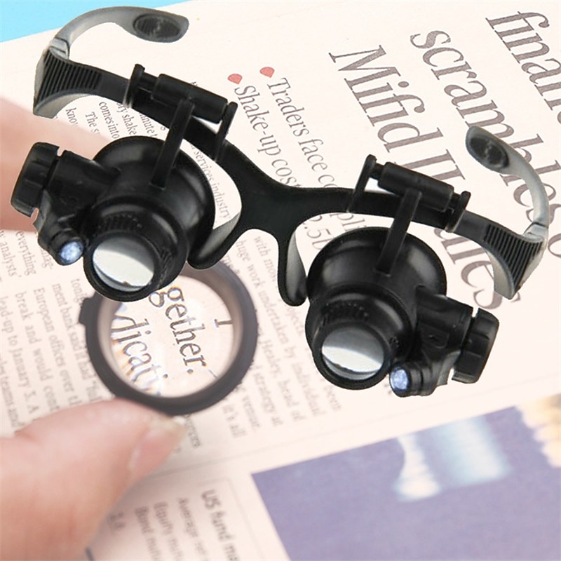 LED Lamp Jeweler Magnifier 15X 20X 25X Lens Magnifying Eye Glasses Loupe Jewelry Appraisal Watch Repair2