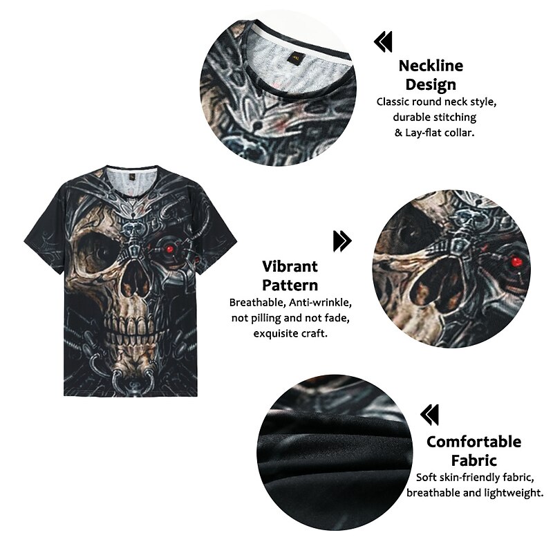 Halloween Day of the Dead Skull Men's Unisex Skull Graphic Prints T shirt Halloween Shirt Short Sleeve T shirt 3D Print Crew Neck Shirt Sports Designer Outdoor Street Daily Summer Clothing Apparel2