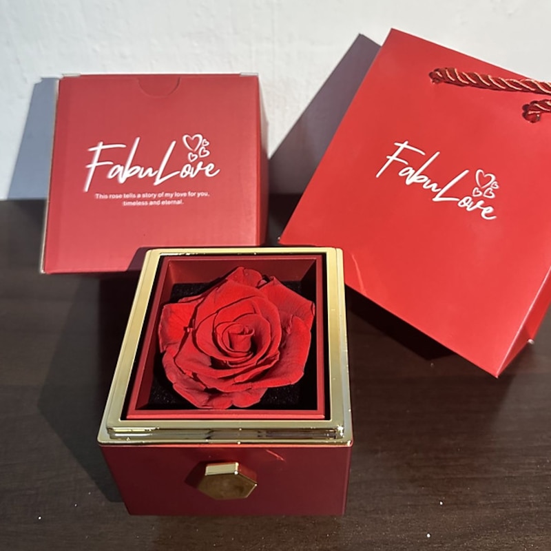 Real Eternal Rose Rotating Gift Box Set Romantic Eternal Flower | Birthday, Mothers Day, Gifts for Women,  Valentine's Day Gift3