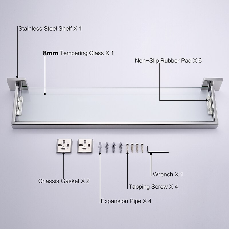 Shower Caddy Bathroom Shelf Adorable Creative Contemporary Modern Stainless Steel Tempered Glass Metal 1PC - Bathroom Wall Mounted3