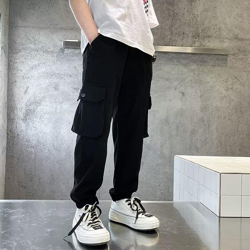 Kids Boys Pants Trousers Pocket Solid Color Letter Comfort Pants School Fashion Cool Black Khaki Mid Waist4