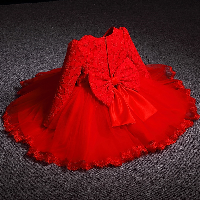 Flower Girl Dress Girls' Party Dress Formal Performance Wedding Adorable Princess Solid Color Long Sleeve Square Collar White Pink 4 years+3