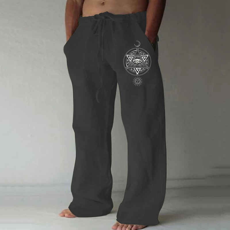 Men's Viking Pants Trousers Mid Waist Casual Outdoor Street Going out Spring &  Fall Black White Green4