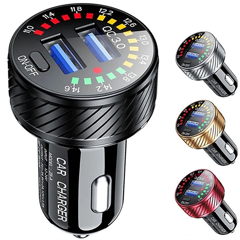 QC 3.0 Dual USB Car Charger with Voltmeter Display Power Adapter Cigarette Lighter Socket for Mobile Phone4