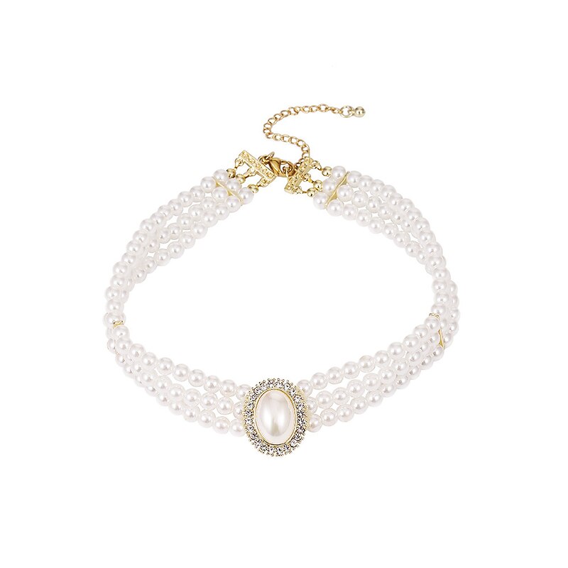 Jewelry Set 1 set Imitation Pearl Rhinestone 1 Necklace Earrings Women's Elegant Simple Layered Jewelry Set For Wedding Party Wedding Guest4