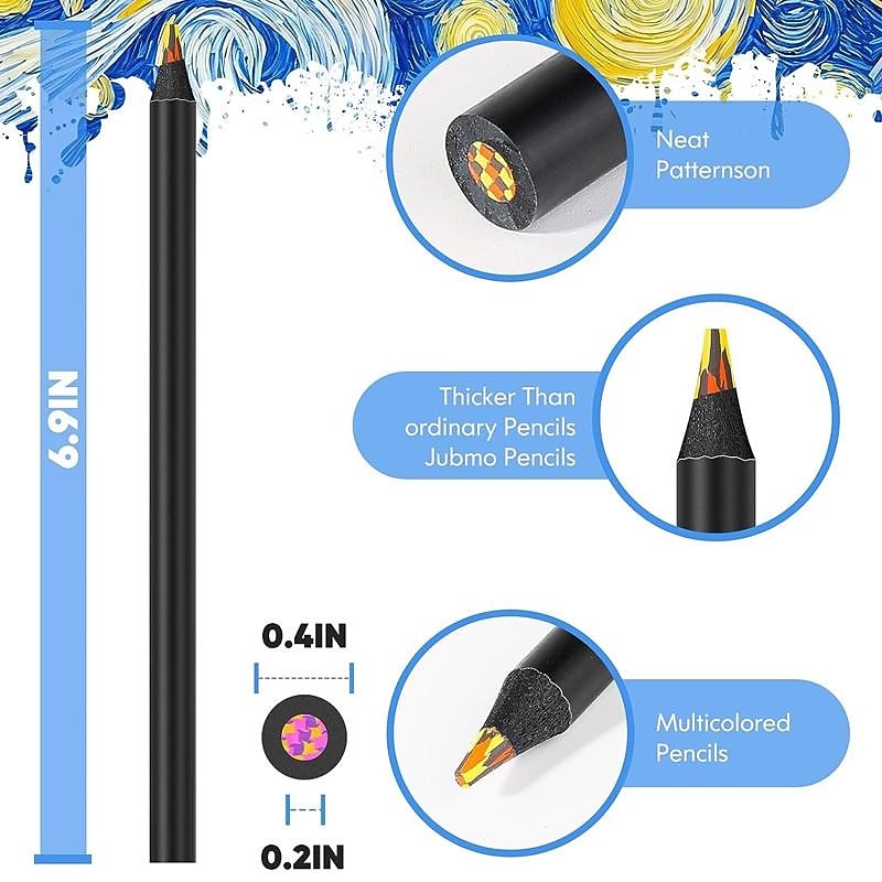 8 PCS Rainbow Pencils Colouring Pencils for Mixed Core Coloured Pencils Wooden Assorted Colours Colouring Pencils For Drawing Stationery, Coloring, Sketching4