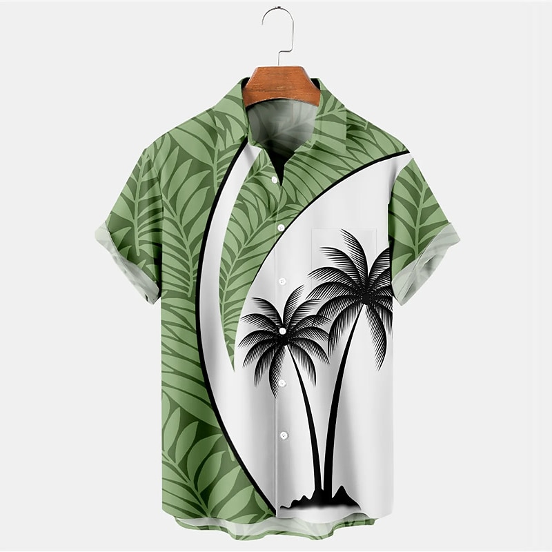 Men's Leaf Coconut Tree Tropical Plants Shirt Summer Hawaiian Shirt Aloha Shirt Short Sleeve Shirt Turndown Hawaiian Casual Outdoor Street Casual Daily Red Blue Brown S M L2