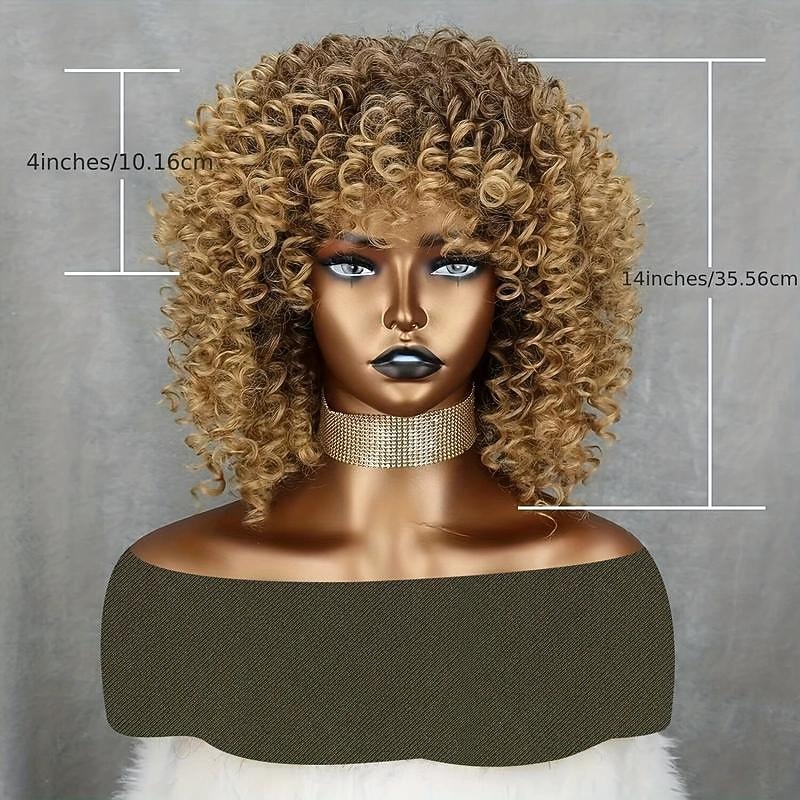 Soft And Stylish 14 Inch Blonde Afro Curly Wig For Women - Perfect For 70s And Kinky Curly Hair - Synthetic Fiber Material For Long-Lasting Wear4