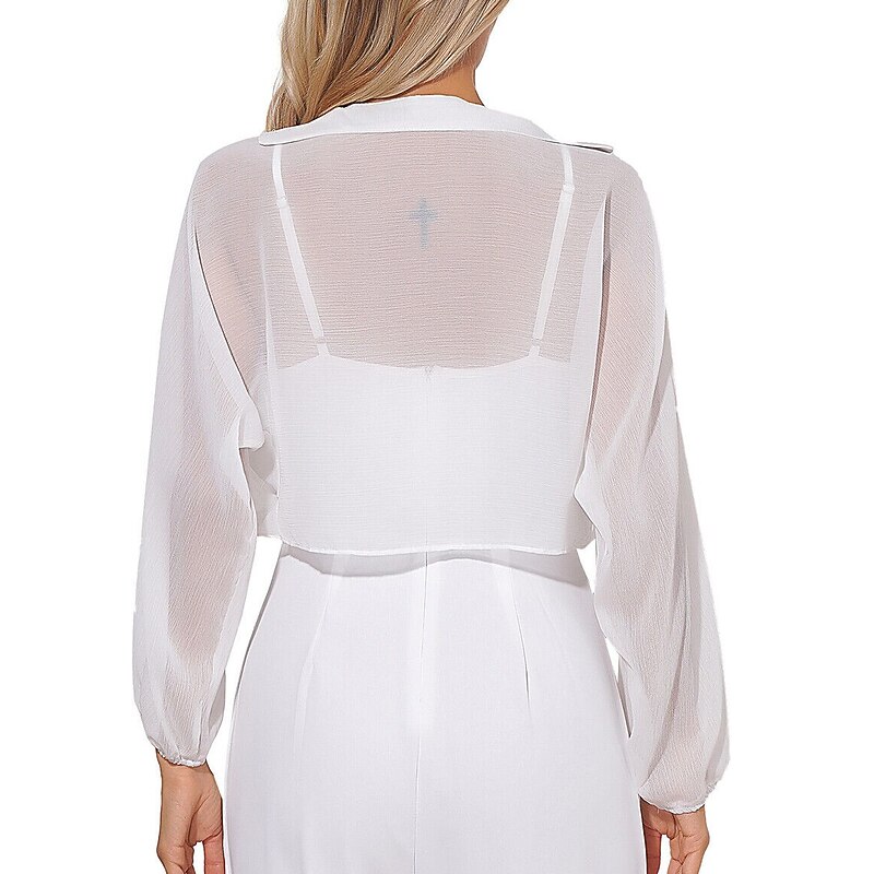 Shawls Women's Wrap Bolero Elegant Pure Long Sleeve Chiffon Wedding Wraps With Pure Color For Party Evening Wear Spring & Summer2