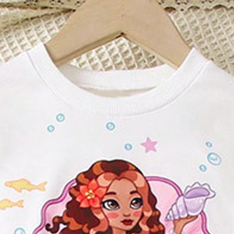 Girls' 3D Mermaid Sweatshirt & Legging Set Set Pink Long Sleeve 3D Print Fall Winter Active Fashion Daily Kids 4 years+ Crew Neck Outdoor Vacation Date Regular Fit4