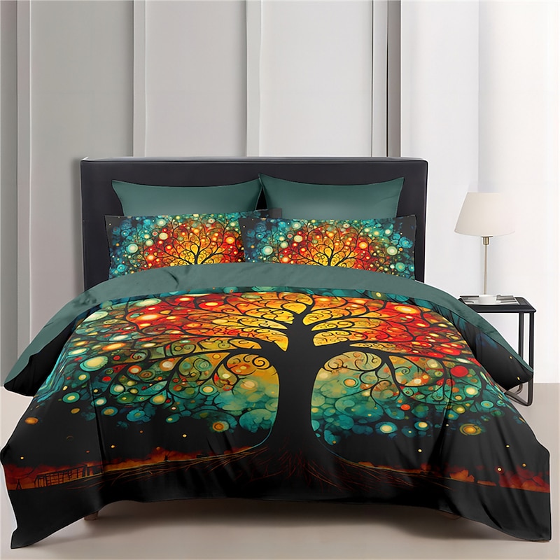 The Tree of Life Pattern Duvet Cover Set Set Soft 3-Piece Luxury Cotton Bedding Set Home Decor Gift King Queen Duvet Cover2