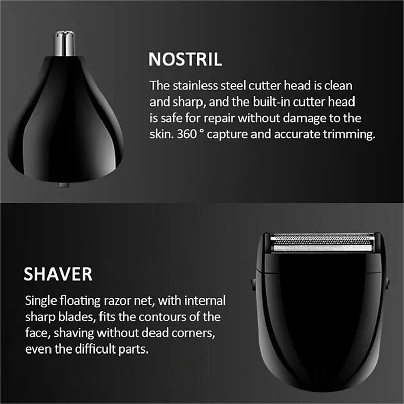 2023 New 3 In 1 Hair Trimmer Shaver Professional Electric Rechargeable Cordless Hair Clipper Beard Nose Ear Hair Trimmer Red Black for Barber Men3