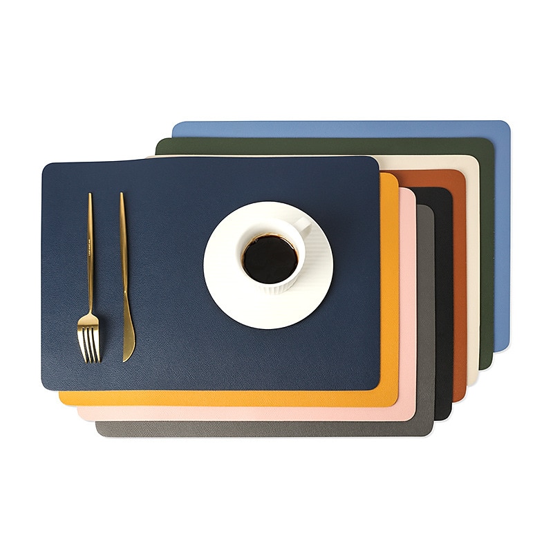 Vinyl Placemat Waterproof Pu Leather Heat Resistant Dining Table Place Table Plate Mat Xmas Decor Fall Kitchen Table Mats Indoor Outdoor2