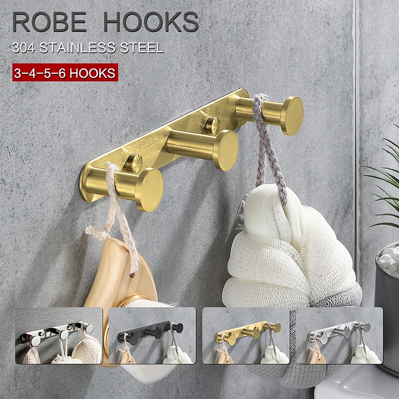 Bathroom Rack Robe Hook Bathroom Shelf New Design Adorable Creative Contemporary Modern Stainless Steel Low-carbon Steel Metal 1PC - Bathroom Wall Mounted