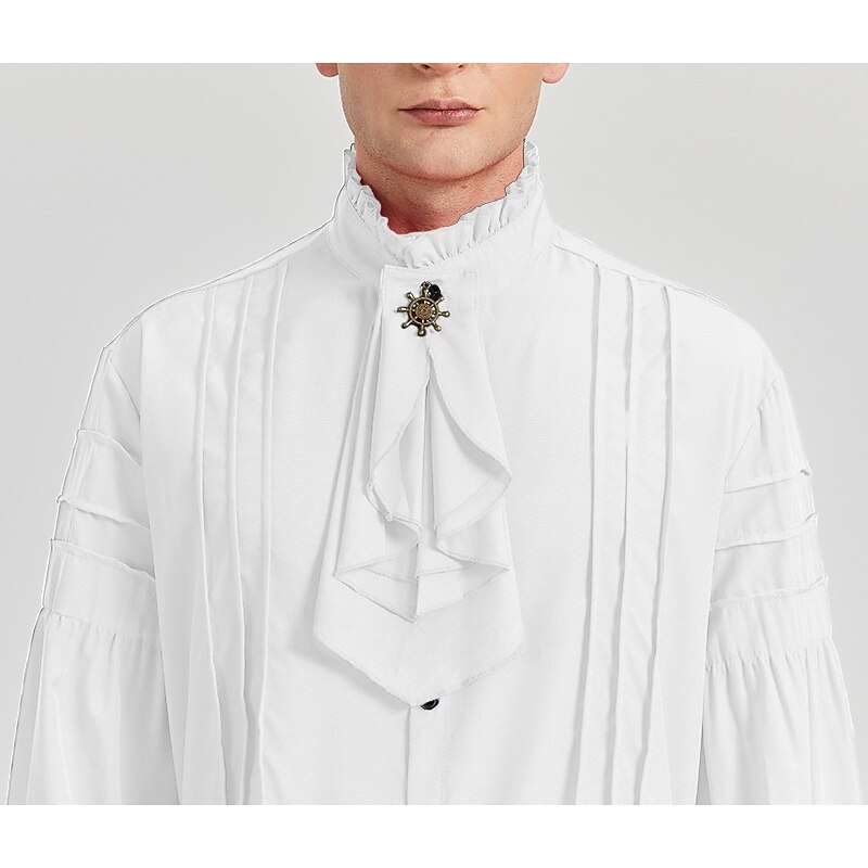 Retro Vintage Punk & Gothic Medieval Blouse / Shirt Masquerade Vampire Knight Ritter Outlander Flounced Solid Colored Fancy Dress Men's Pirate Fantasy Royal Carnival Masquerade Performance Party4