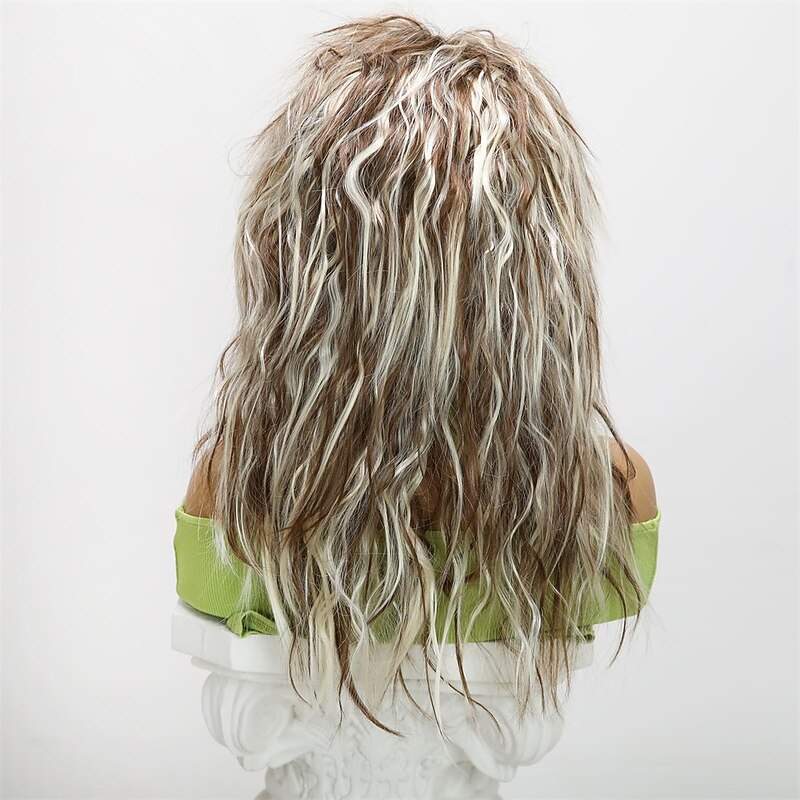 20-inch Synthetic Wig for Women - 70S 80S Long Wavy Curly Brown White Wig Punk Rocket Heat Resistant Wig - Ideal for Carnival Parties and Costume Cosplay Halloween Wigs4