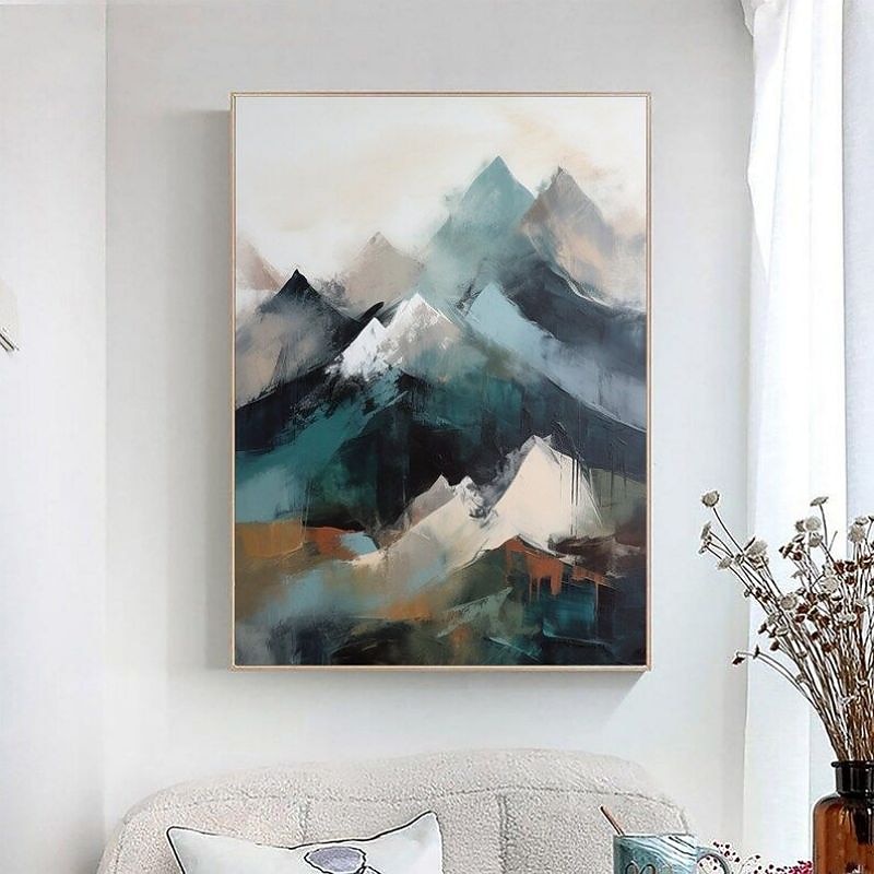 Handmade Abstract Snowy Mountain Landscape Nature Oil Painting Large Canvas Wall Art Decoration Modern Mountain Custom for Home Decor Rolled Frameless Unstretched Painting2