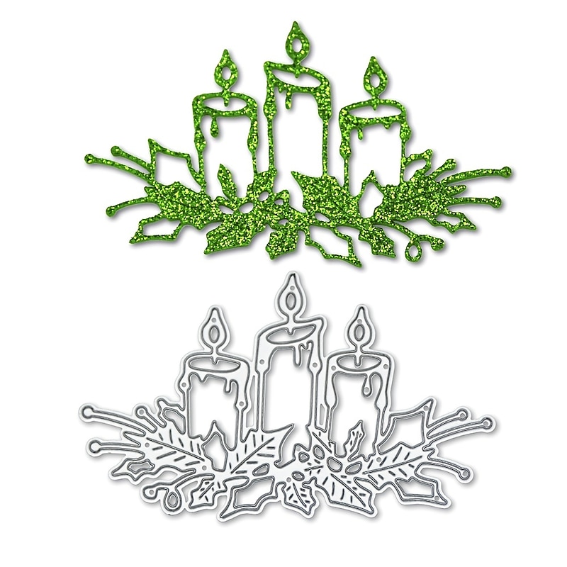 Create Beautiful Crafts with Metal Christmas Candles Cutting Dies - Perfect for Card Making, Scrapbooking, Stamping & More!3