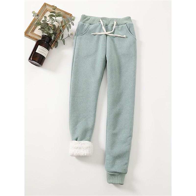 Women's Sweatpants Fleece Pants Pants Trousers Active Streetwear Casual Full Length High Waist Plain Drawstring Pocket Elastic Waist Thermal Warm Breathability Soft Micro-elastic Outdoor Street Sport4