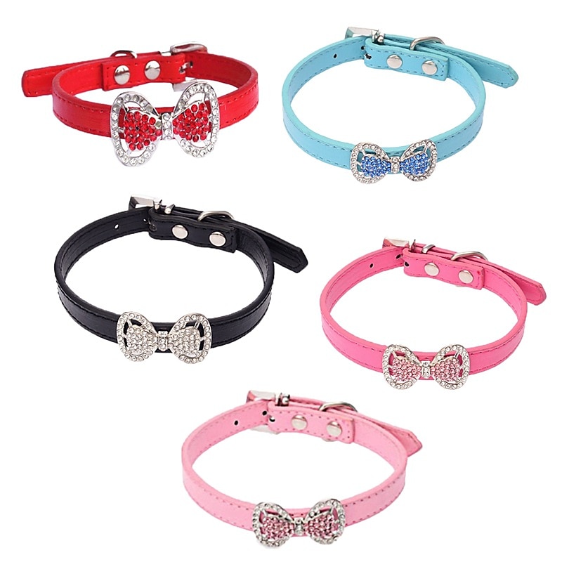 New Small Dog VIP Bomei Dog Neck Set Water Diamond Dog Collar Beautiful Colorful Diamond Bowknot Collar