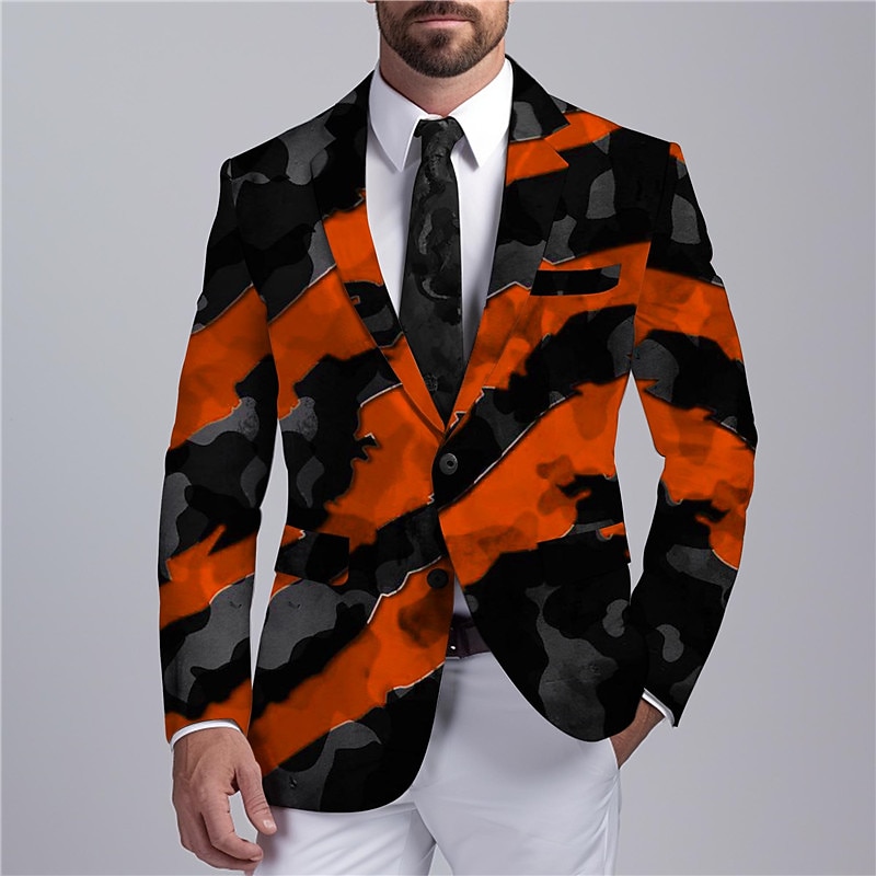 Men's Graffiti Long Sleeve Turndown Business Work Wear to work Going out Buttons Print Multi Pocket2