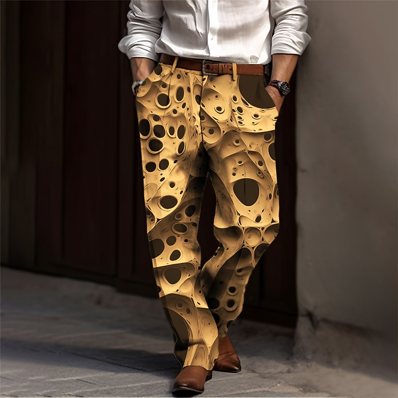 Skeleton Abstract Gothic Men's 3D Print Dress Pants Pants Trousers Outdoor Street Wear to work Polyester White Yellow Blue S M L High Elasticity Pants3