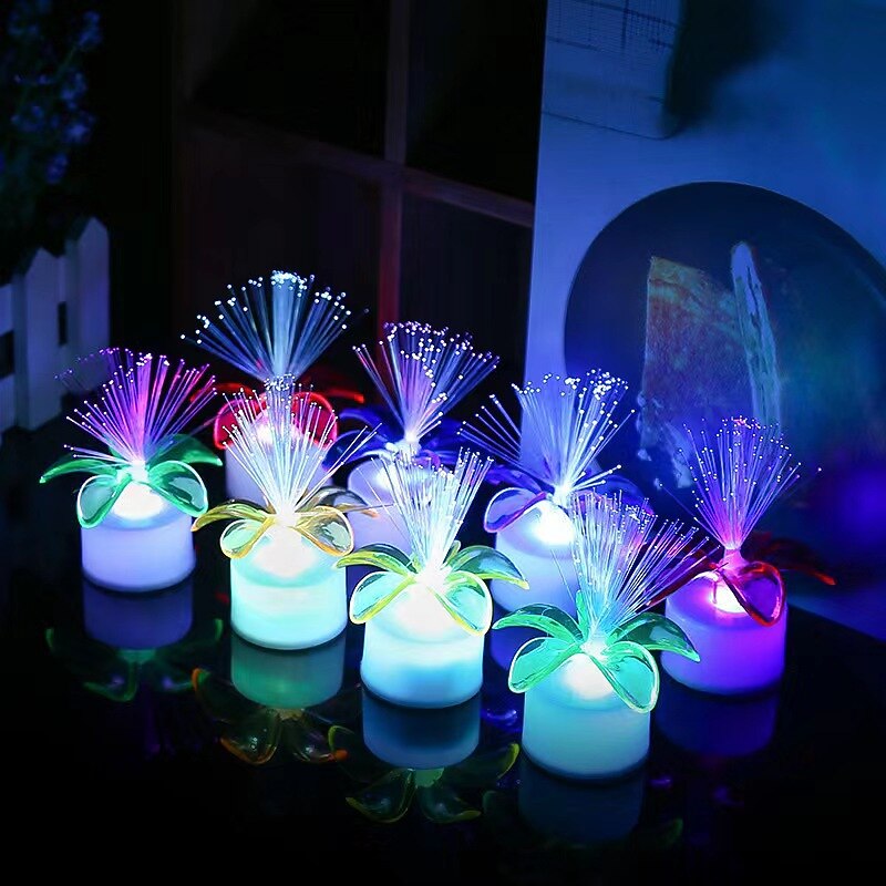 LED Colorful Fiber Optic Light Candle Rose Fiber Optic Flower Night Light Starry Sky Color Changing Flash Light Small Toy2