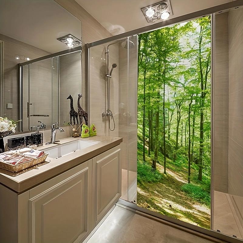 Sunlight Forest Door Covers Door Tapestry Door Curtain Decoration Backdrop Door Banner for Front Door Farmhouse Holiday Party Decor Supplies3