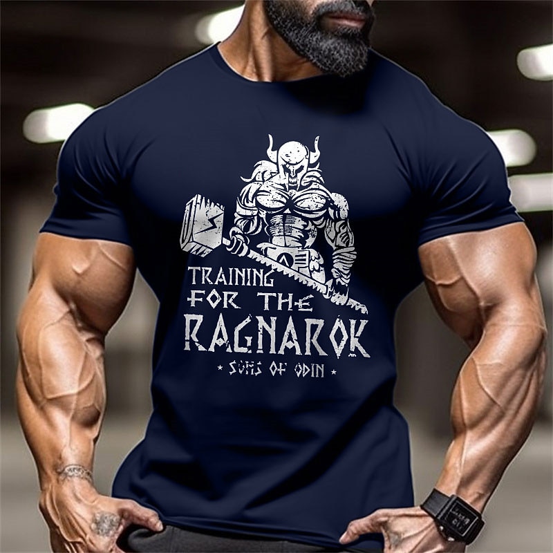 Men's Short Sleeve Training For The Ragnarok Graphic T-Shirt, Sons Of Odin Viking Gym Fitness
