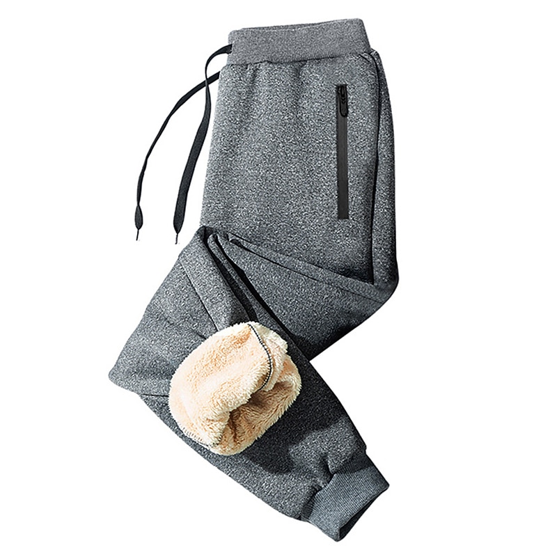 Men's Sherpa Fleece Pants Sweatpants Joggers Pocket Drawstring Elastic Waist Plain Comfort Breathable Outdoor Daily Going out Fashion Casual Black Blue3