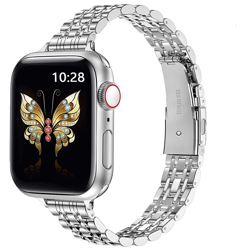 Jewelry Bracelet Compatible with Apple Watch band 38mm 40mm 41mm 42mm 44mm 45mm 49mm Women Glitter Crystal Stainless Steel Strap Replacement Wristband for iwatch Ultra 2 Series 9 8 7 SE 6 5 4 3 2 1
