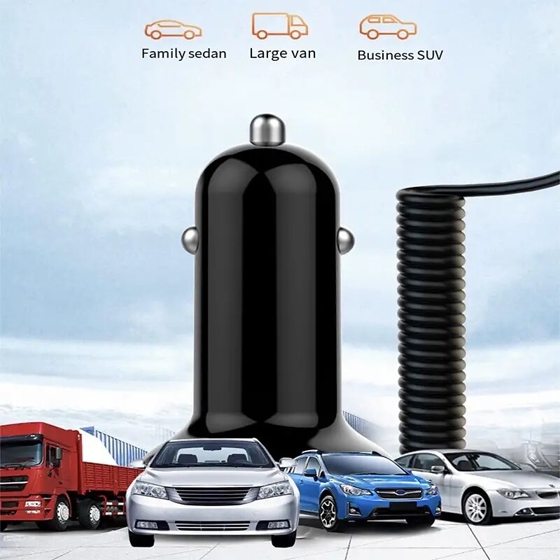 3 IN 1 Fast Charging Car Charger Spring Cable Fast Charging 15W Mixed Single USB Car Charger Compatible With Mobile Phones Laptops Cameras4