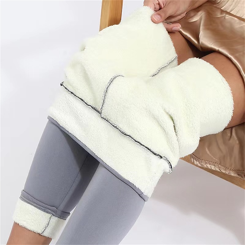 Women's Leggings Cozy Fleece Lined Cozy Leggings Fashion Streetwear Full Length High Waist Solid Colored High Cut Soft Comfortable Warm Micro-elastic Outdoor Street Daily Wear Black Dark Gray Winter
