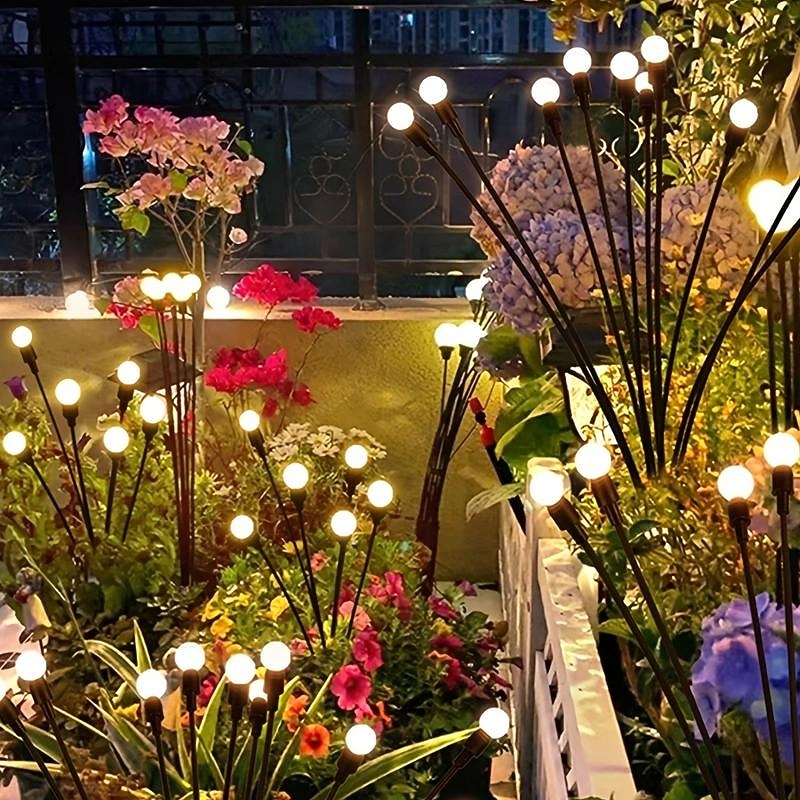 1pc, Solar Powered Garden Firefly Lights, Solar Lights Outdoor Waterproof, Starburst Swaying Solar Firefly Lights, Firefly Garden Lights For Path Landscape Outdoor Decorative Lights2