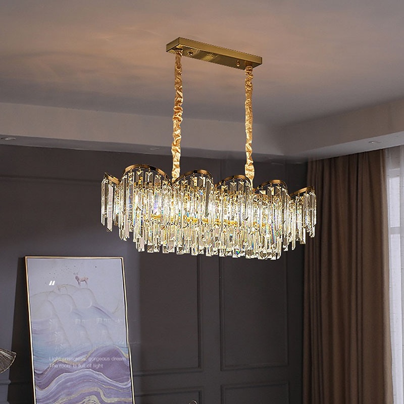 LED Chandeliers Modern Luxury, 60/80cm Gold Crystal for Home Interiors Kitchen Bedroom K9 Crystal Lamp Light 110-240V