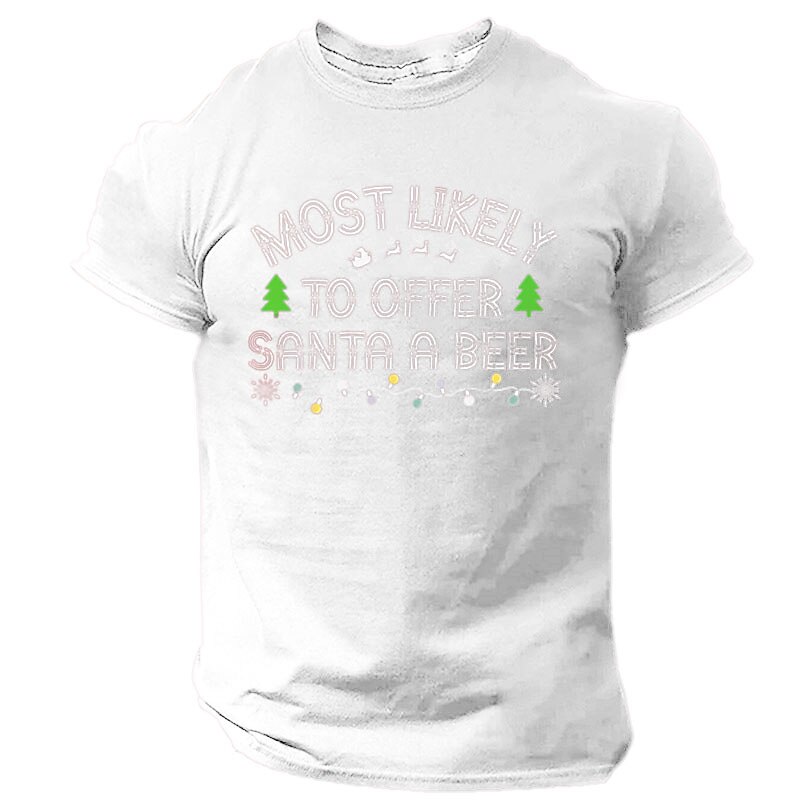 Christmas Men's Christmas Tree Letter Merry Christmas funny christmas T Shirt Cotton Short Sleeve Graphic Shirt Black White Red Comfortable Tee Sports Outdoor Holiday Fashion Designer Clothing2