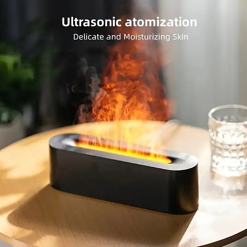 Flame Aroma Diffuser Air Humidifier Ultrasonic Cool Mist Maker Fogger Led Essential Oil Diffuser 7-color Flame Humidifier3