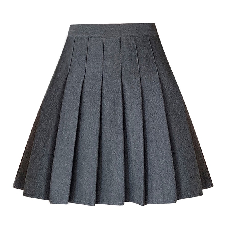 Women's A Line Above Knee High Waist Skirts Pleated Solid Colored Homecoming Casual Daily Spring &  Fall Fashion Apricot Black Brown Grey