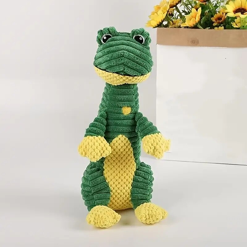 Bite Resistant Plush Toy Dog Toothbrush with Three Animal Squeaky Toys - Promotes Dental Health and Provides Hours of Fun4