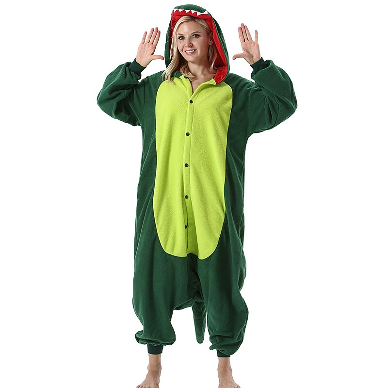 Set with Flannel Onesie Kigurumi Pajamas Cute Matching Claw Slippers Kid's Adults' Dinosaur Funny Pajamas Cosplay Costume For Unisex Christmas Animal Sleepwear Cartoon Homewear2