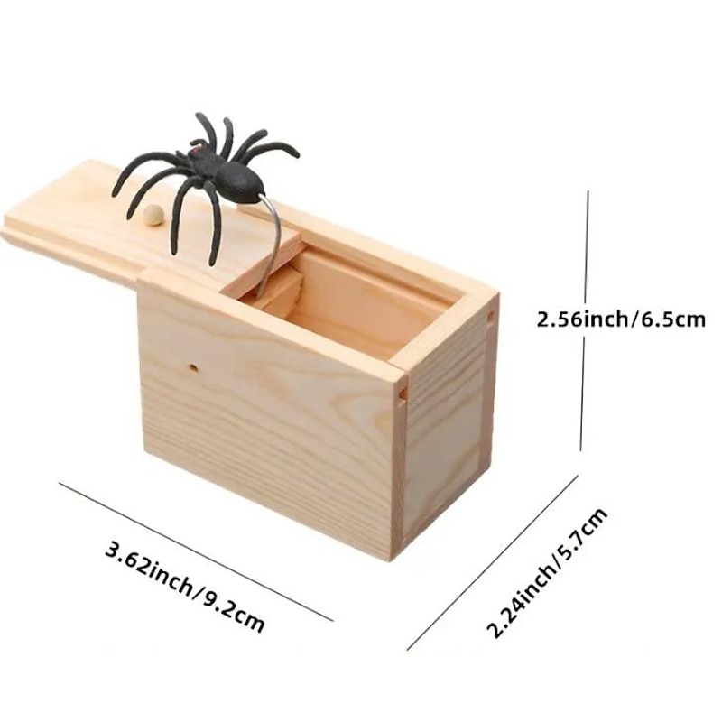 Halloween Spider Scare Prank Box Gift Spider in a Box Gag Gift, Hilarious Wooden Scare Box,Handmade Fun Joke Scarebox Toy4