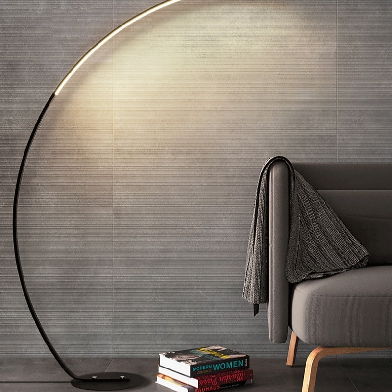 LED Arc Floor Lamp, Dimmable Arc Light, 25 W, Modern Minimalist Standing Piano Lamp, Remote Control Floor Lamp, Arch Lamp, Reading Lamp for Sofa, Office, Living Room, Bedroom, Black 110-240V4
