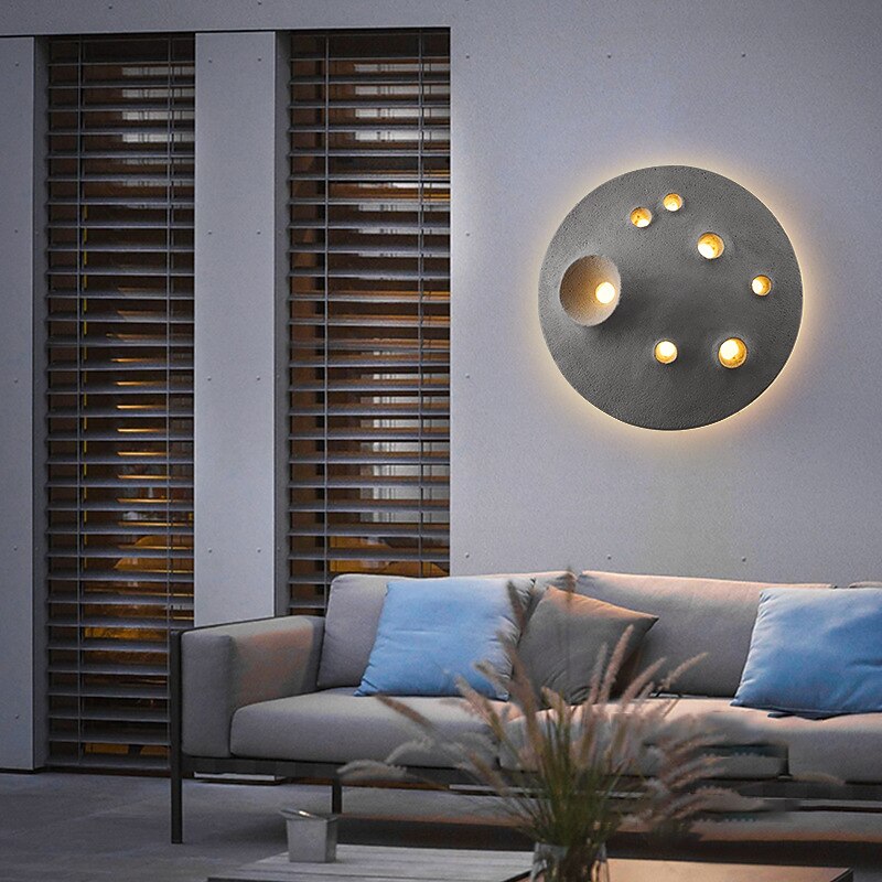 Cement Wall Sconce Lighting Outdoor Indoor Moon Surface Shape Design Children's Room Nightlight Waterproof IP65 Decor Wall Sconce Lamp for Bedroom Living Room Hotel Villa4