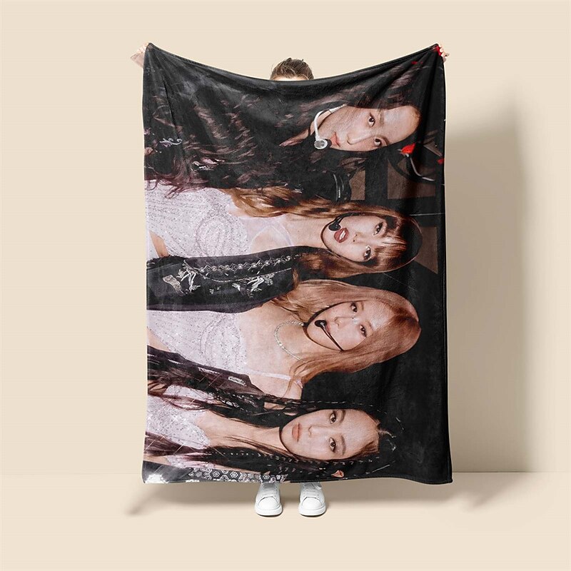 Blackpink Pattern Soft Throws Blanket,Novelty Flannel Throw Blankets Warm Printed All Seasons Gifts Home Decor Big Blanket4