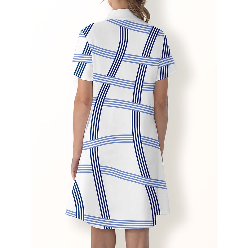 Women's Golf Dress Blue Short Sleeve Sun Protection Dress Ladies Golf Attire Clothes Outfits Wear Apparel3