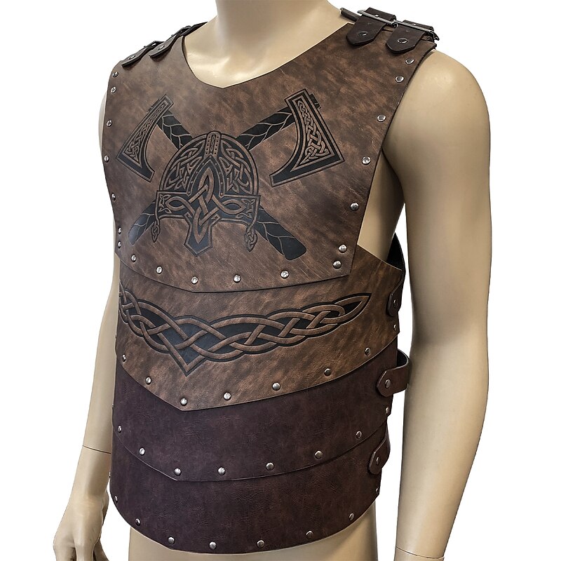 Retro Vintage Medieval Renaissance Armor Vest Chest Guard Pirate Viking Shieldmaiden Fancy Dress Men's Carnival Masquerade Party LARP Adults' Vest3